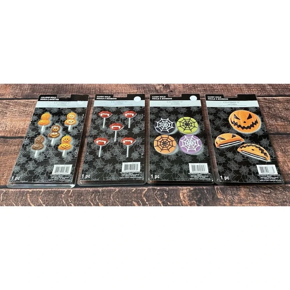 Celebrate It Halloween Chocolate Molds Jack O Lanterns, Spiderwebs and Fangs